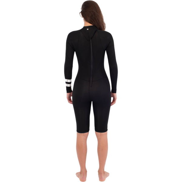 2026 Hurley Womens Air 2mm Mid Long Sleeve Back Zip Shorty Wetsuit WSS0014232 - Black